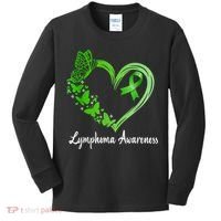 Lymphoma Awareness Green Ribbon Heart Lymphoma Warrior Kids Long Sleeve Shirt thumb 0