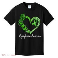 Lymphoma Awareness Green Ribbon Heart Lymphoma Warrior Kids T-Shirt thumb 0