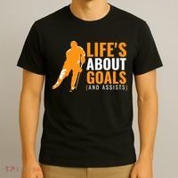 Life's About Goals Ice Hockey Shirt For Boys Ice Hockey TShirt T-Shirt thumb 3