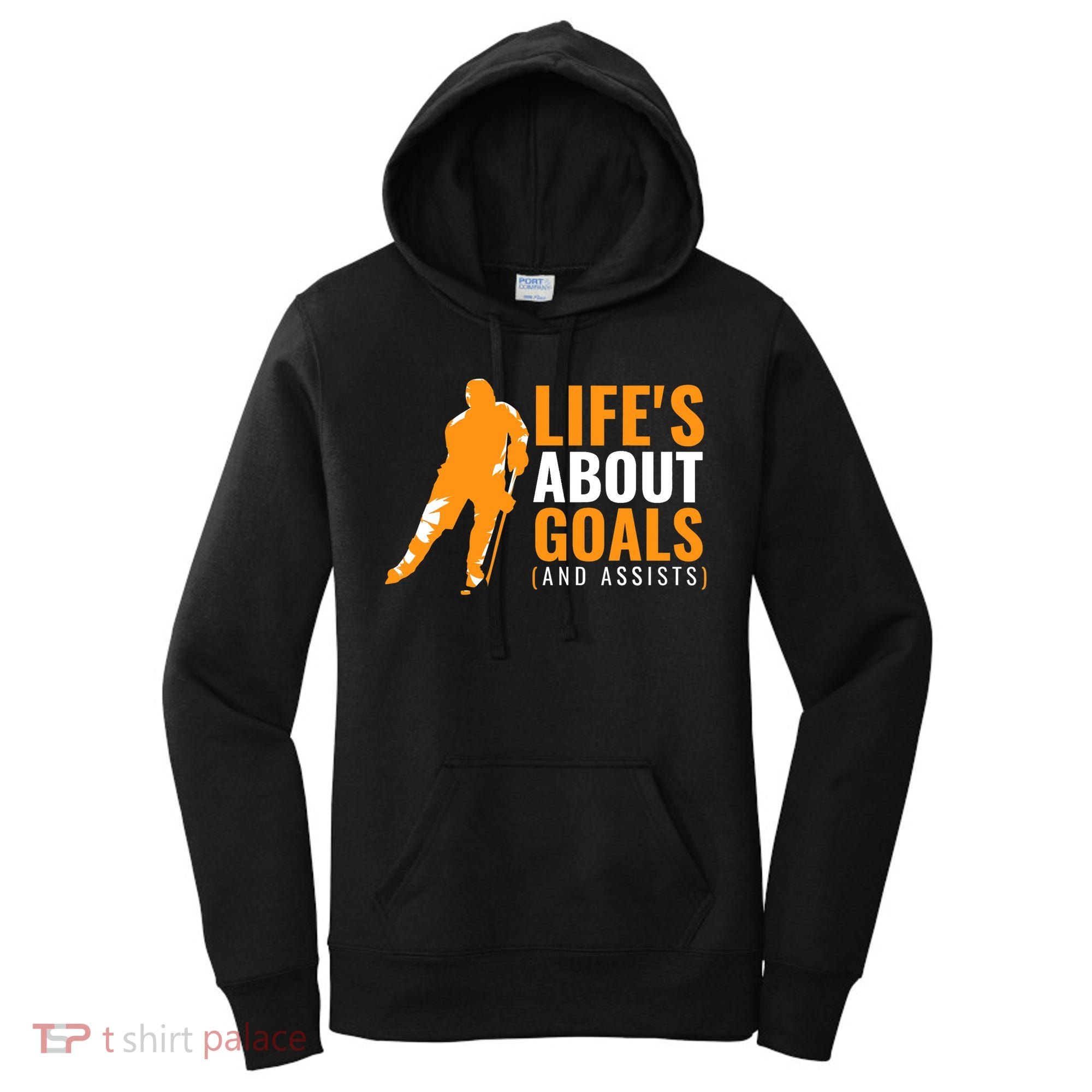 Life's About Goals Ice Hockey Shirt For Boys Ice Hockey TShirt Women's Hoodie