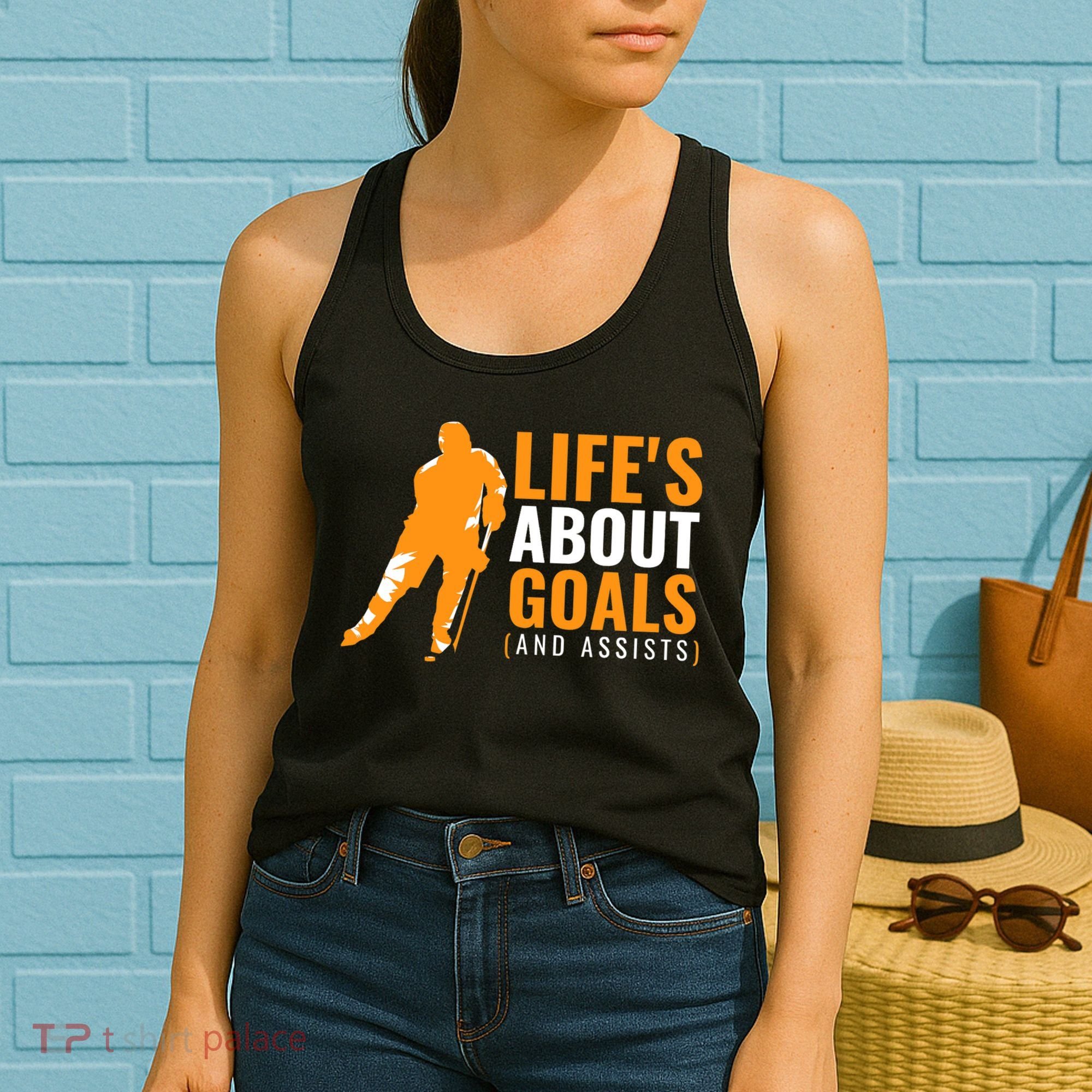 Life's About Goals Ice Hockey Shirt For Boys Ice Hockey TShirt Women's Tank Top