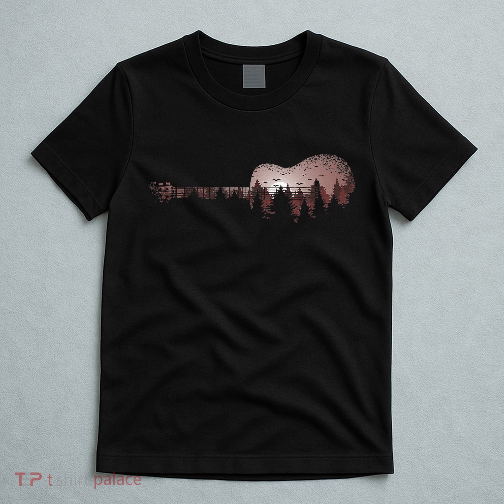 Landscape Acoustic Guitar Forest Trees Musician Guitarist T-Shirt