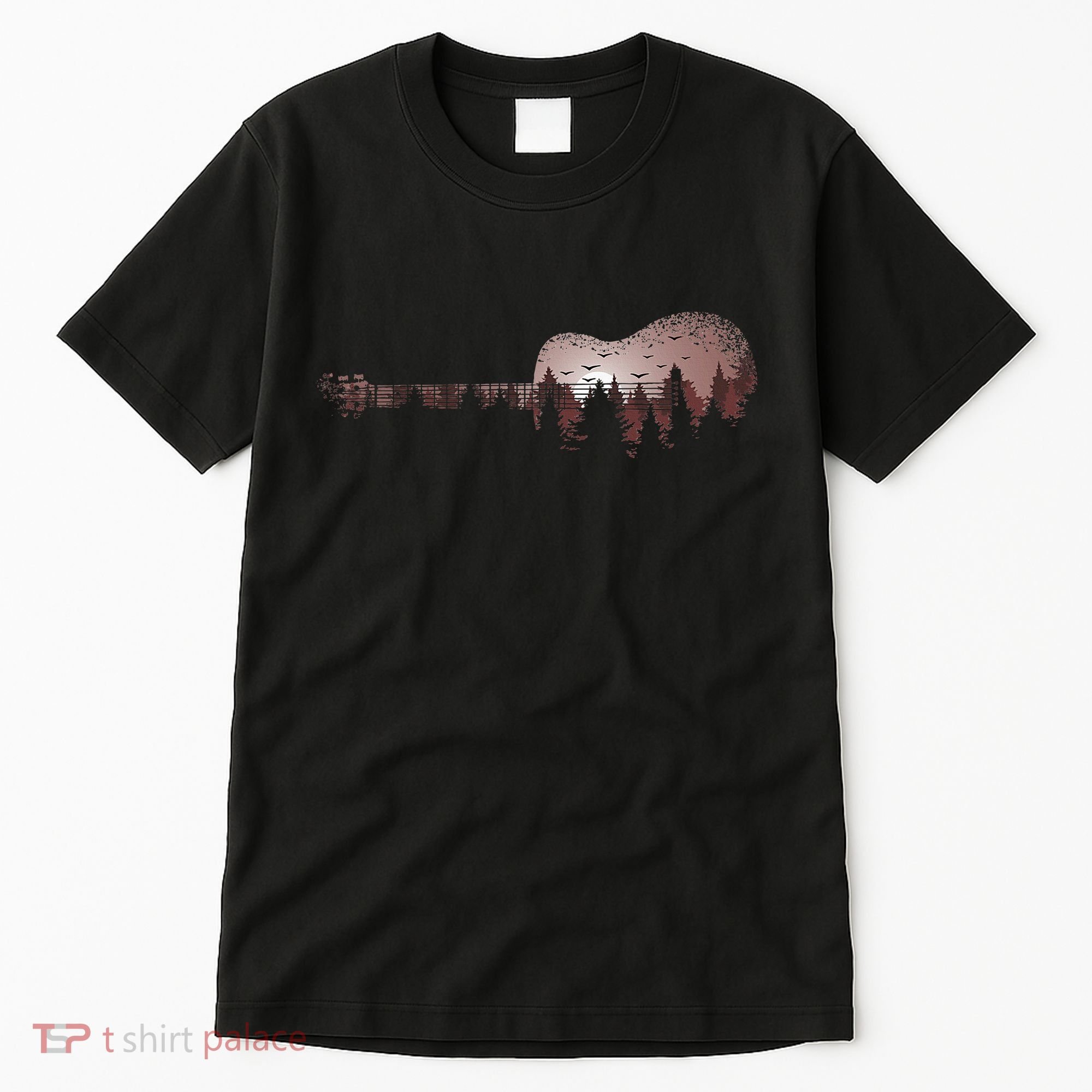 Landscape Acoustic Guitar Forest Trees Musician Guitarist Tall T-Shirt