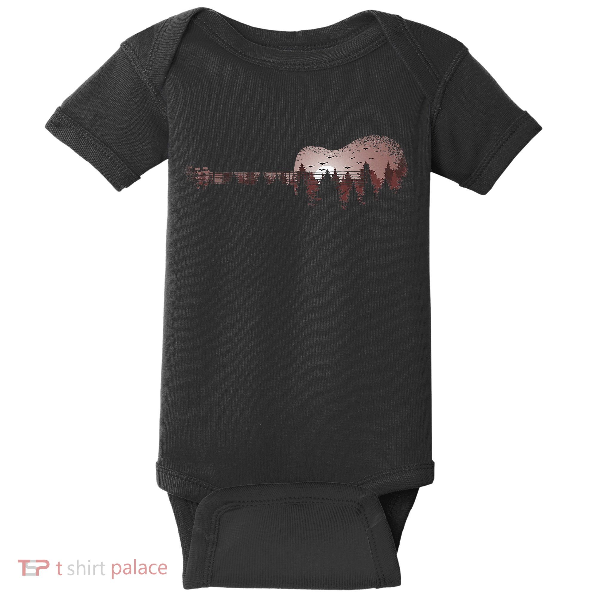 Landscape Acoustic Guitar Forest Trees Musician Guitarist Baby Bodysuit