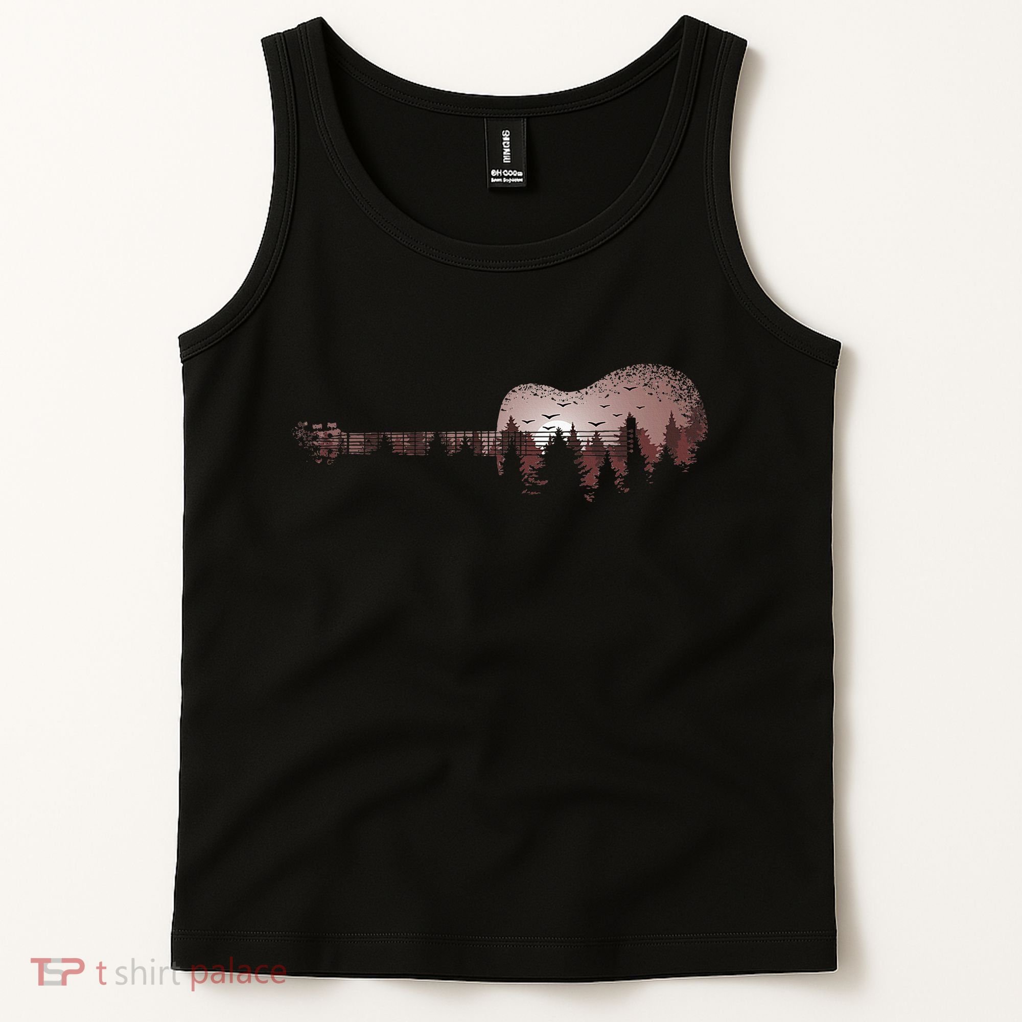 Landscape Acoustic Guitar Forest Trees Musician Guitarist Tank Top
