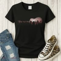 Landscape Acoustic Guitar Forest Trees Musician Guitarist Women's T-Shirt thumb 3