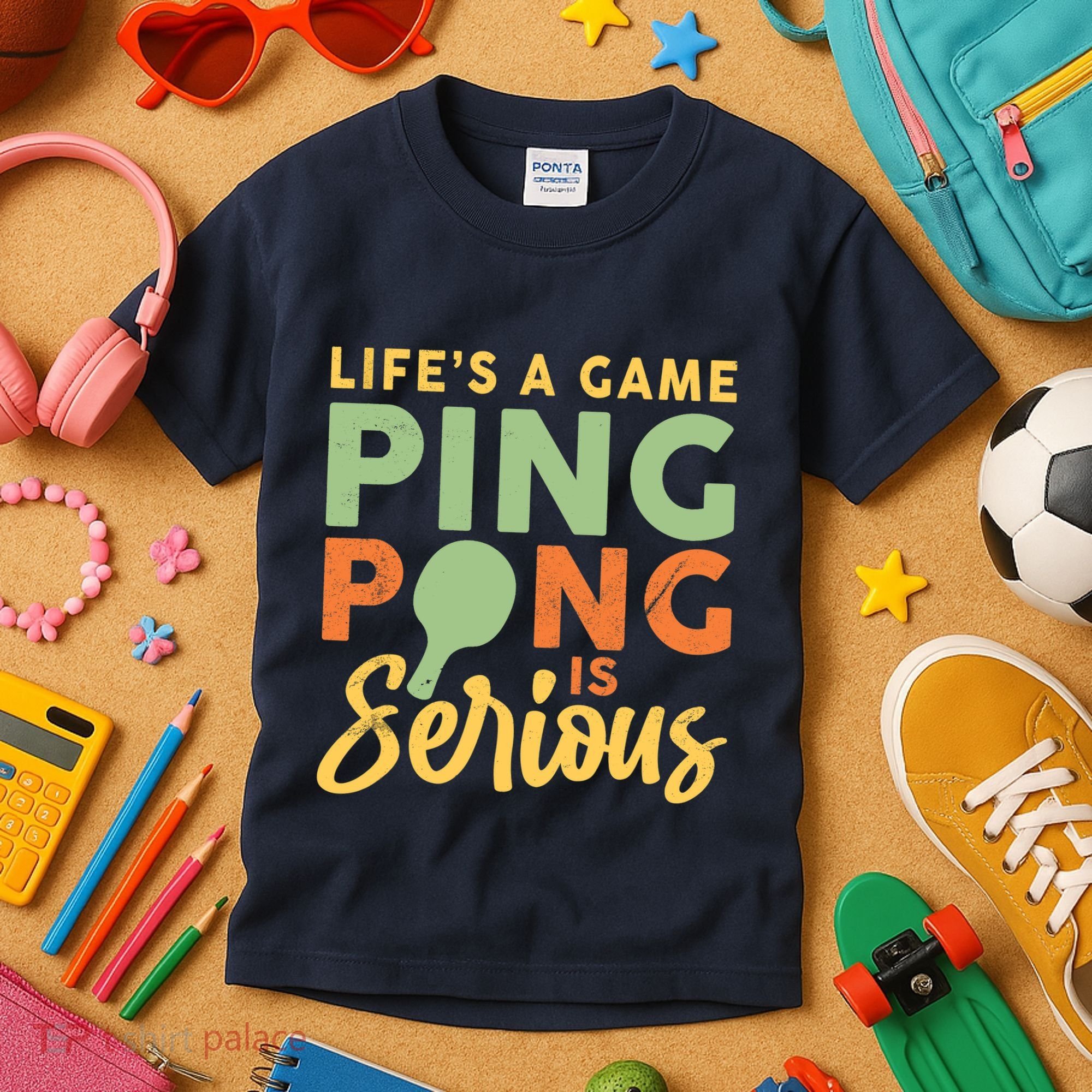 Life's A Game Ping Pong Is Serious Table Tennis Paddle Kids T-Shirt