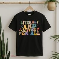 Literacy And Justice For All Reading Book Club T-Shirt thumb 2