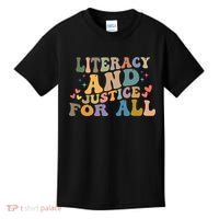 Literacy And Justice For All Reading Book Club Kids T-Shirt thumb 0