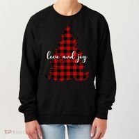 Love And Joy Checkered Christmas Tree Women's Sweatshirt thumb 0