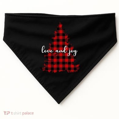 Love And Joy Checkered Christmas Tree USA-Made Doggie Bandana