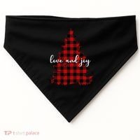 Love And Joy Checkered Christmas Tree USA-Made Doggie Bandana thumb 0