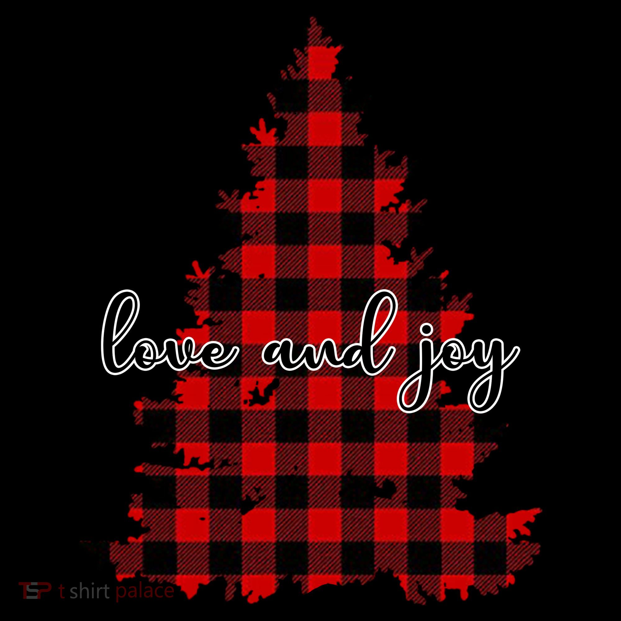 Love And Joy Checkered Christmas Tree Coffee Mug
