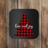Love And Joy Checkered Christmas Tree Coaster thumb 0
