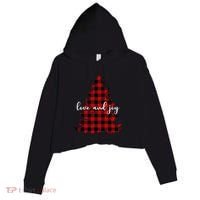 Love And Joy Checkered Christmas Tree Crop Fleece Hoodie thumb 0