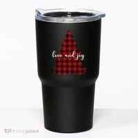 Love And Joy Checkered Christmas Tree Tumbler thumb 0