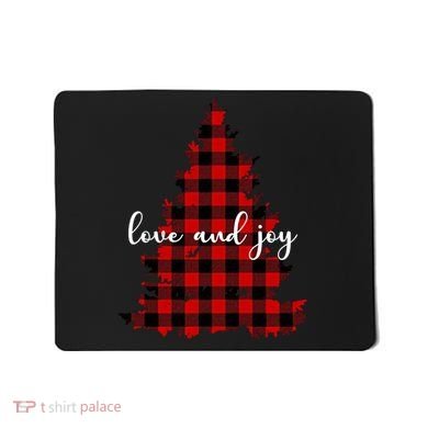 Love And Joy Checkered Christmas Tree Mousepad