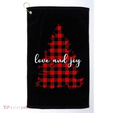 Love And Joy Checkered Christmas Tree Golf Towel