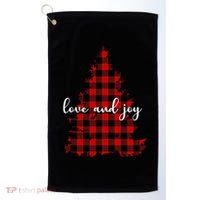 Love And Joy Checkered Christmas Tree Golf Towel thumb 0