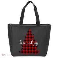 Love And Joy Checkered Christmas Tree Tote Bag thumb 0