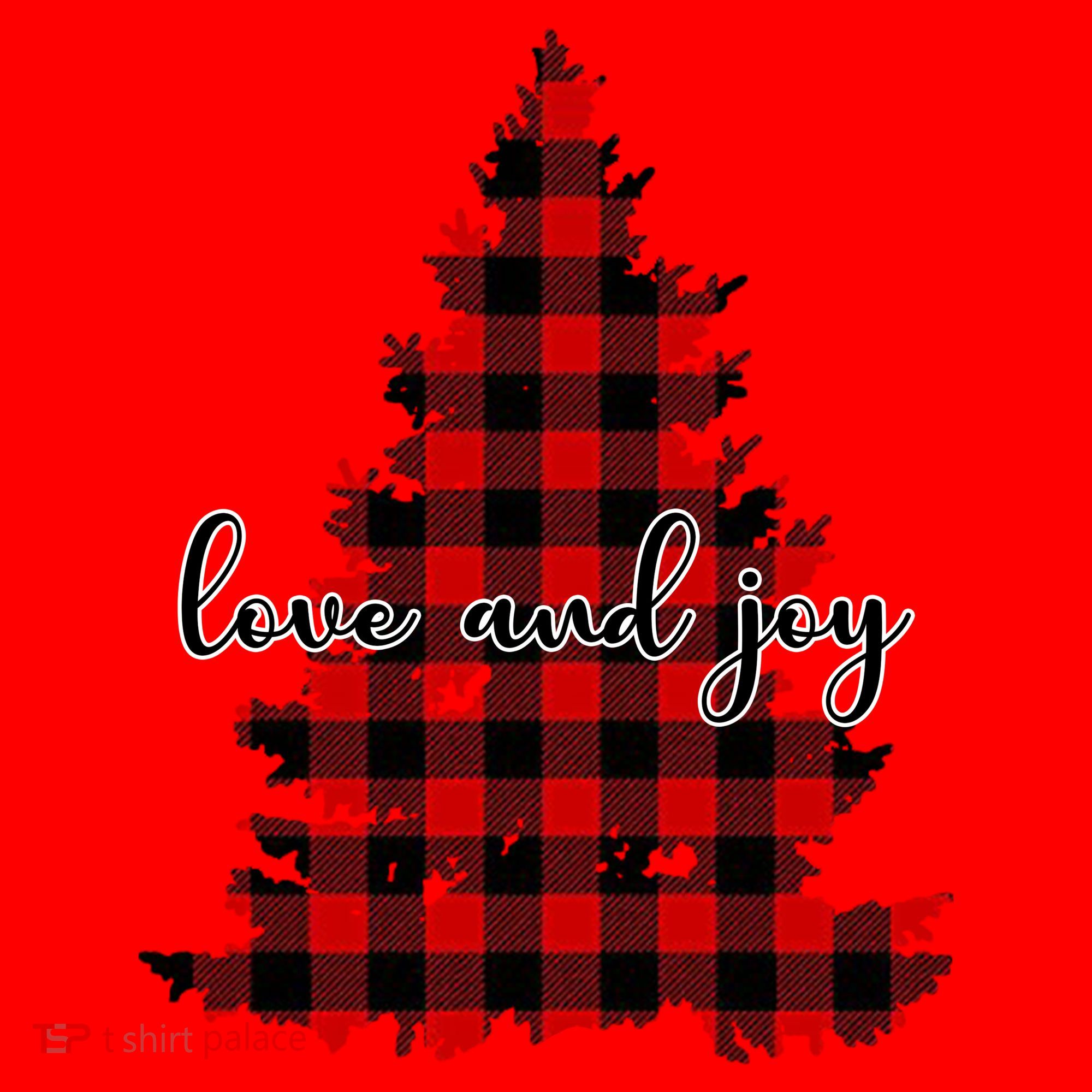 Love And Joy Checkered Christmas Tree Santa Hat