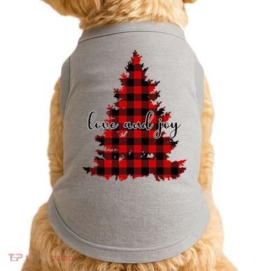 Love And Joy Checkered Christmas Tree Doggie Tank