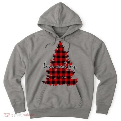Love And Joy Checkered Christmas Tree Hoodie