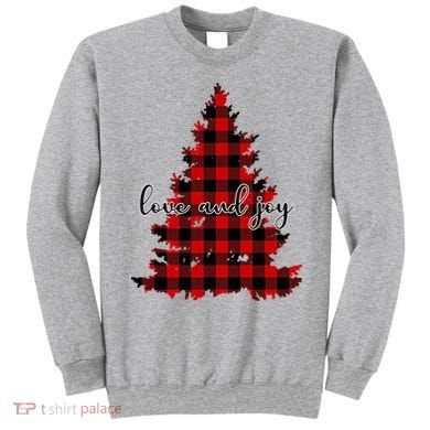 Love And Joy Checkered Christmas Tree Sweatshirt
