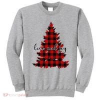 Love And Joy Checkered Christmas Tree Sweatshirt thumb 0