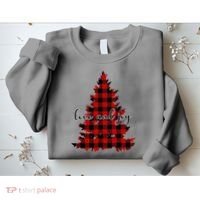 Love And Joy Checkered Christmas Tree Sweatshirt thumb 2