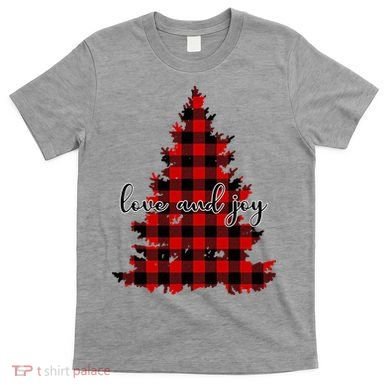 Love And Joy Checkered Christmas Tree T-Shirt