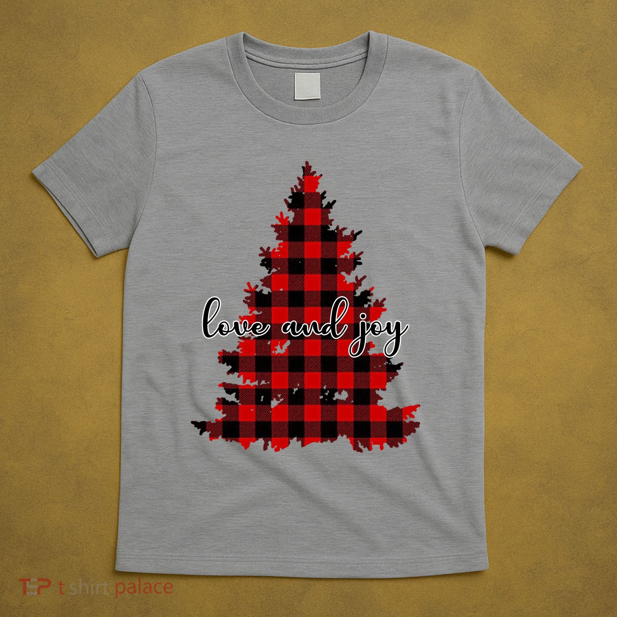 Love And Joy Checkered Christmas Tree T-Shirt