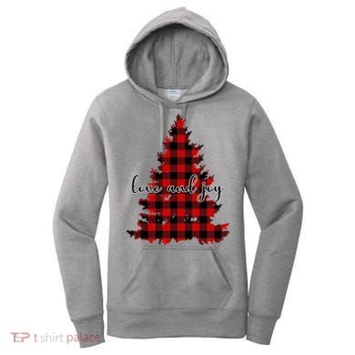 Love And Joy Checkered Christmas Tree Women's Hoodie