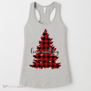 Love And Joy Checkered Christmas Tree Women's Tank Top