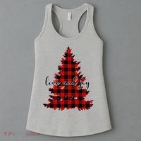 Love And Joy Checkered Christmas Tree Women's Tank Top thumb 3
