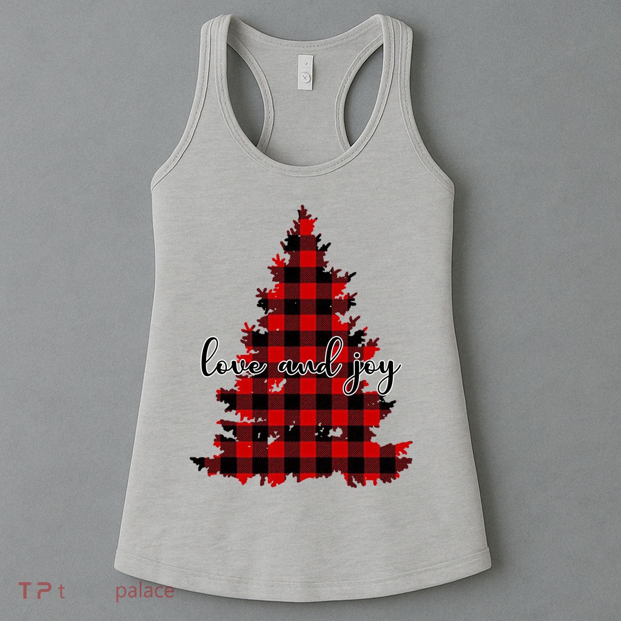 Love And Joy Checkered Christmas Tree Women's Tank Top