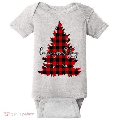 Love And Joy Checkered Christmas Tree Baby Bodysuit