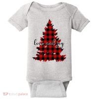Love And Joy Checkered Christmas Tree Baby Bodysuit thumb 0