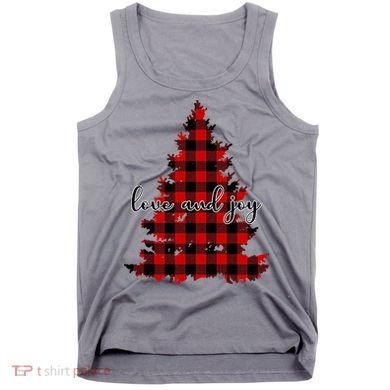 Love And Joy Checkered Christmas Tree Tank Top
