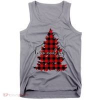Love And Joy Checkered Christmas Tree Tank Top thumb 0