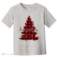 Love And Joy Checkered Christmas Tree Toddler T-Shirt thumb 0