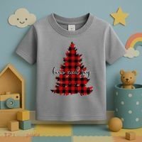 Love And Joy Checkered Christmas Tree Toddler T-Shirt thumb 3