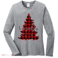Love And Joy Checkered Christmas Tree Women's Long Sleeve Shirt thumb 0