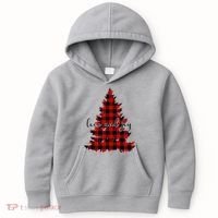 Love And Joy Checkered Christmas Tree Kids Hoodie thumb 0