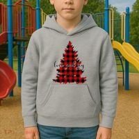 Love And Joy Checkered Christmas Tree Kids Hoodie thumb 2