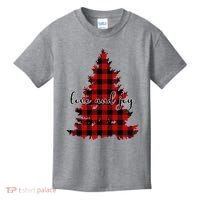 Love And Joy Checkered Christmas Tree Kids T-Shirt thumb 0