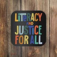 Literacy And Justice For All Protect Libraries Banned Books Coaster thumb 0