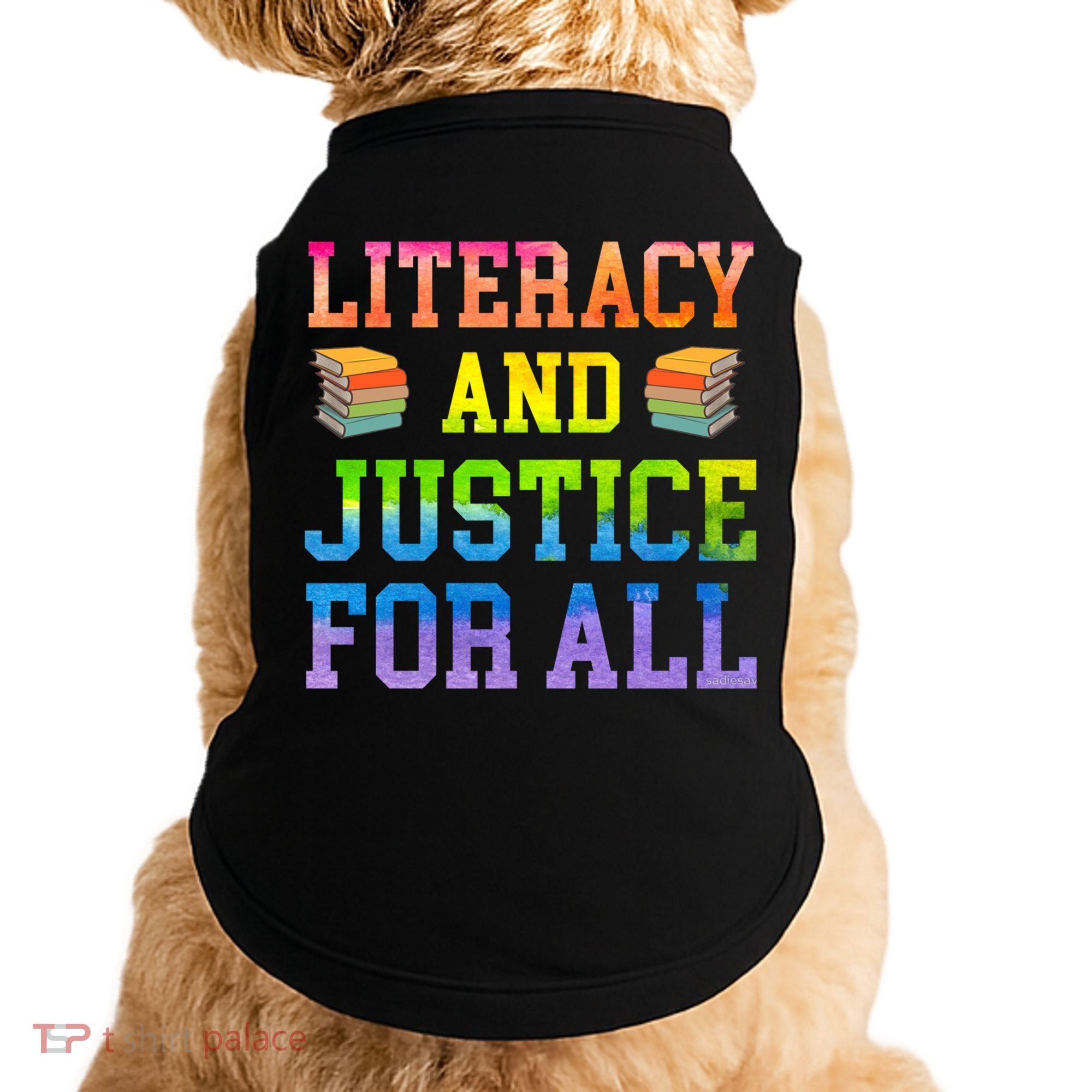 Literacy And Justice For All Literacy Teacher Gift Reading Cool Gift Doggie Tank