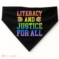 Literacy And Justice For All Literacy Teacher Gift Reading Cool Gift USA-Made Doggie Bandana thumb 0