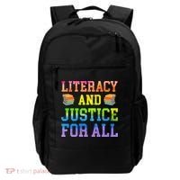 Literacy And Justice For All Literacy Teacher Gift Reading Cool Gift Backpack thumb 0